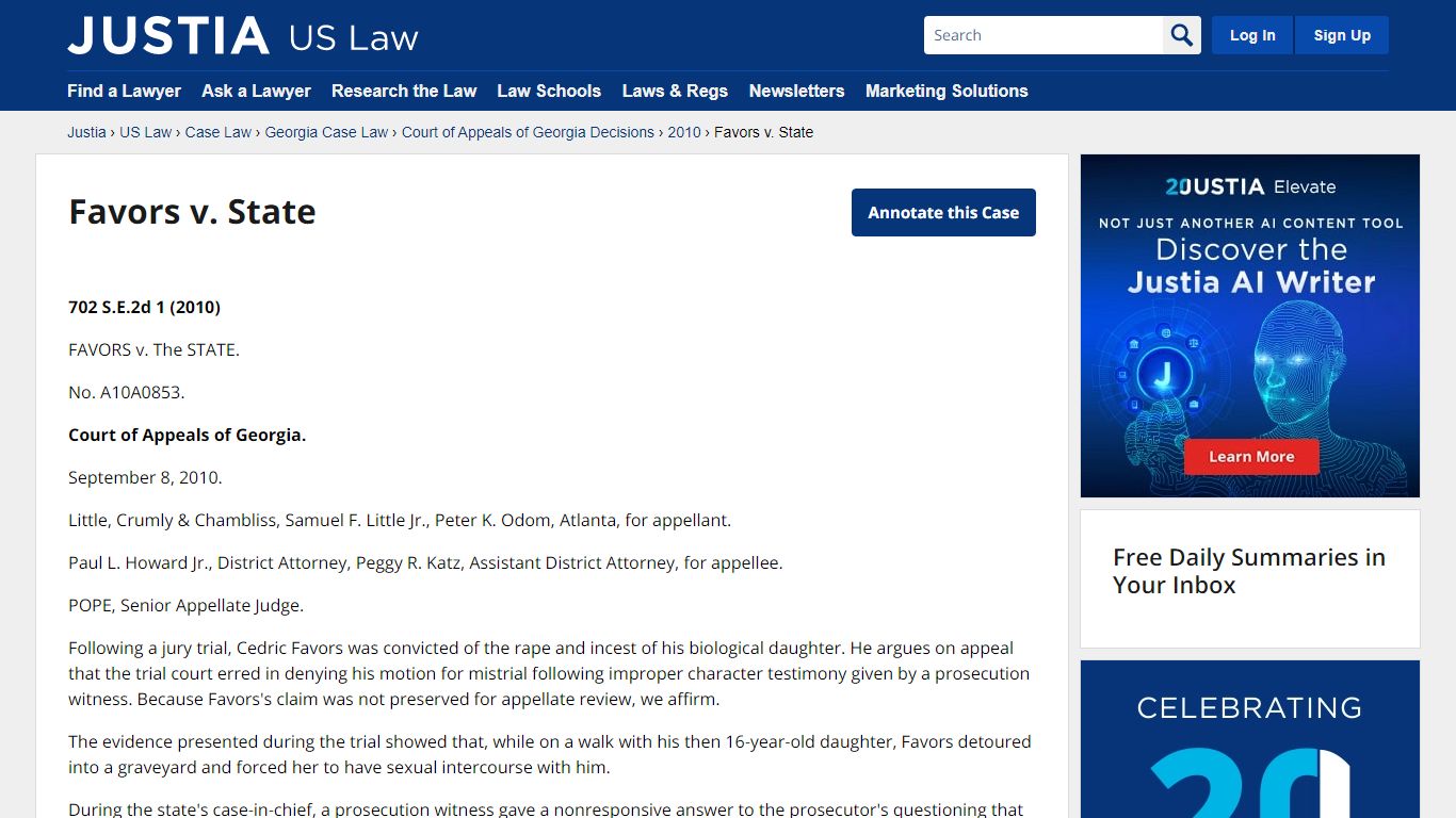 Favors v. State :: 2010 :: Court of Appeals of Georgia Decisions ...